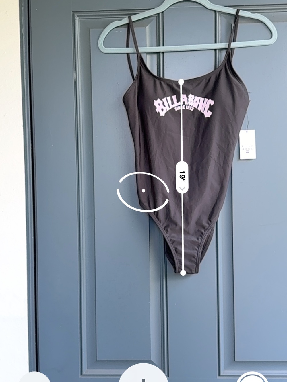 Billabong Dark Grey One-Piece Swimsuit with Pink Logo - Picture 7 of 8